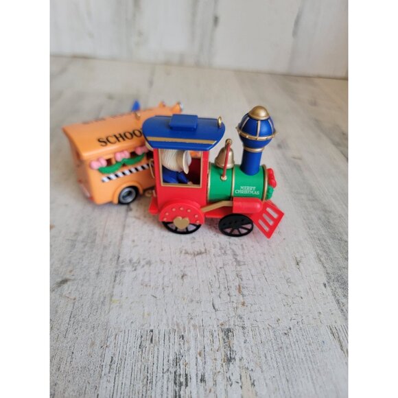 Vintage bus train mouse conductor driver set ornament Xmas unique - Picture 5 of 6